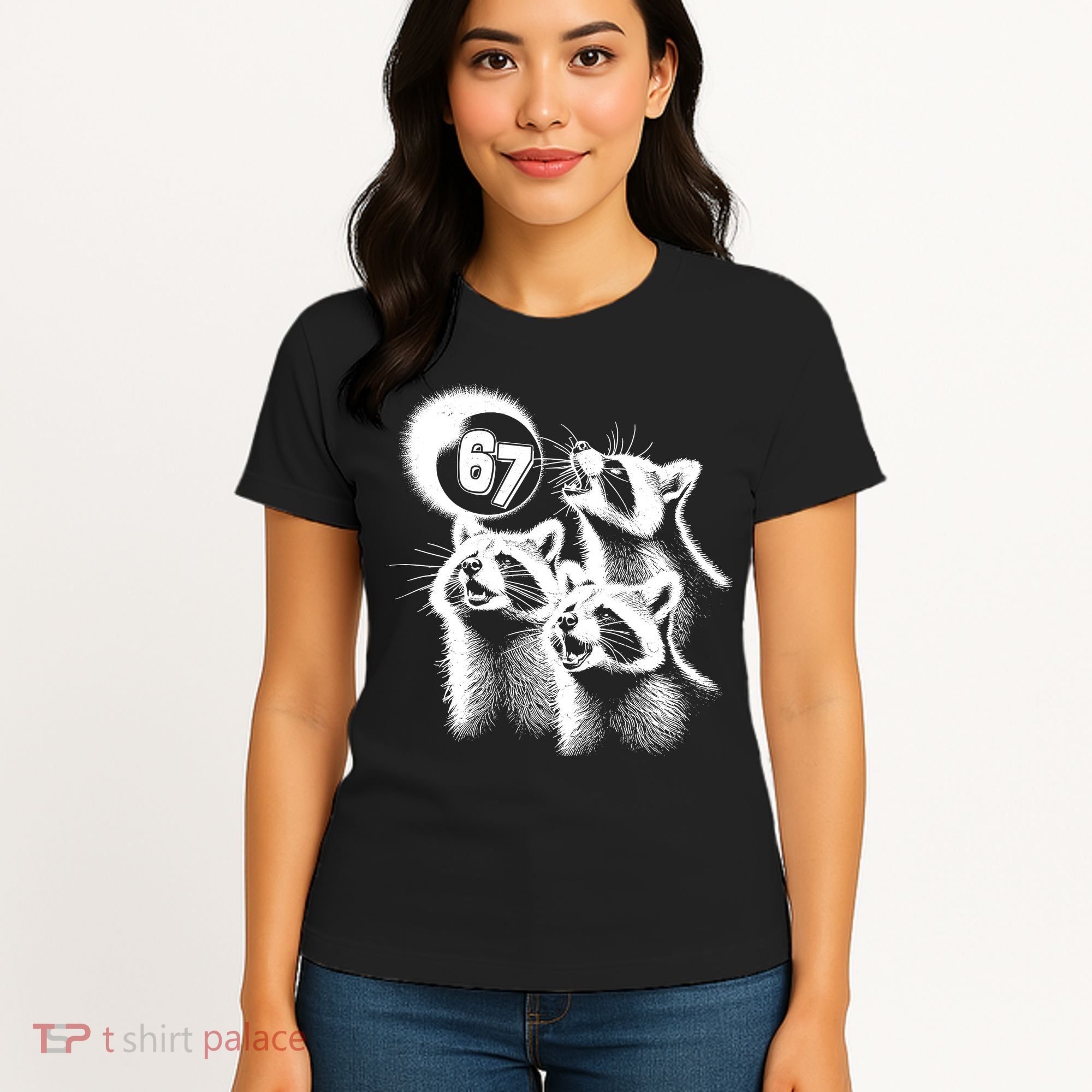 67 Meme Racoon Howling At The Moon 6-7 Women's T-Shirt