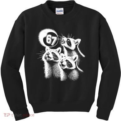 67 Meme Racoon Howling At The Moon 6-7 Kids Sweatshirt
