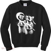 67 Meme Racoon Howling At The Moon 6-7 Kids Sweatshirt thumb 0
