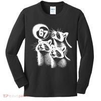 67 Meme Racoon Howling At The Moon 6-7 Kids Long Sleeve Shirt thumb 0
