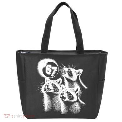 67 Meme Racoon Howling At The Moon 6-7 Tote Bag