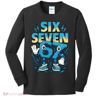 67 Meme Six Seven 6-7 Italian Brainrot Funny Kids Long Sleeve Shirt