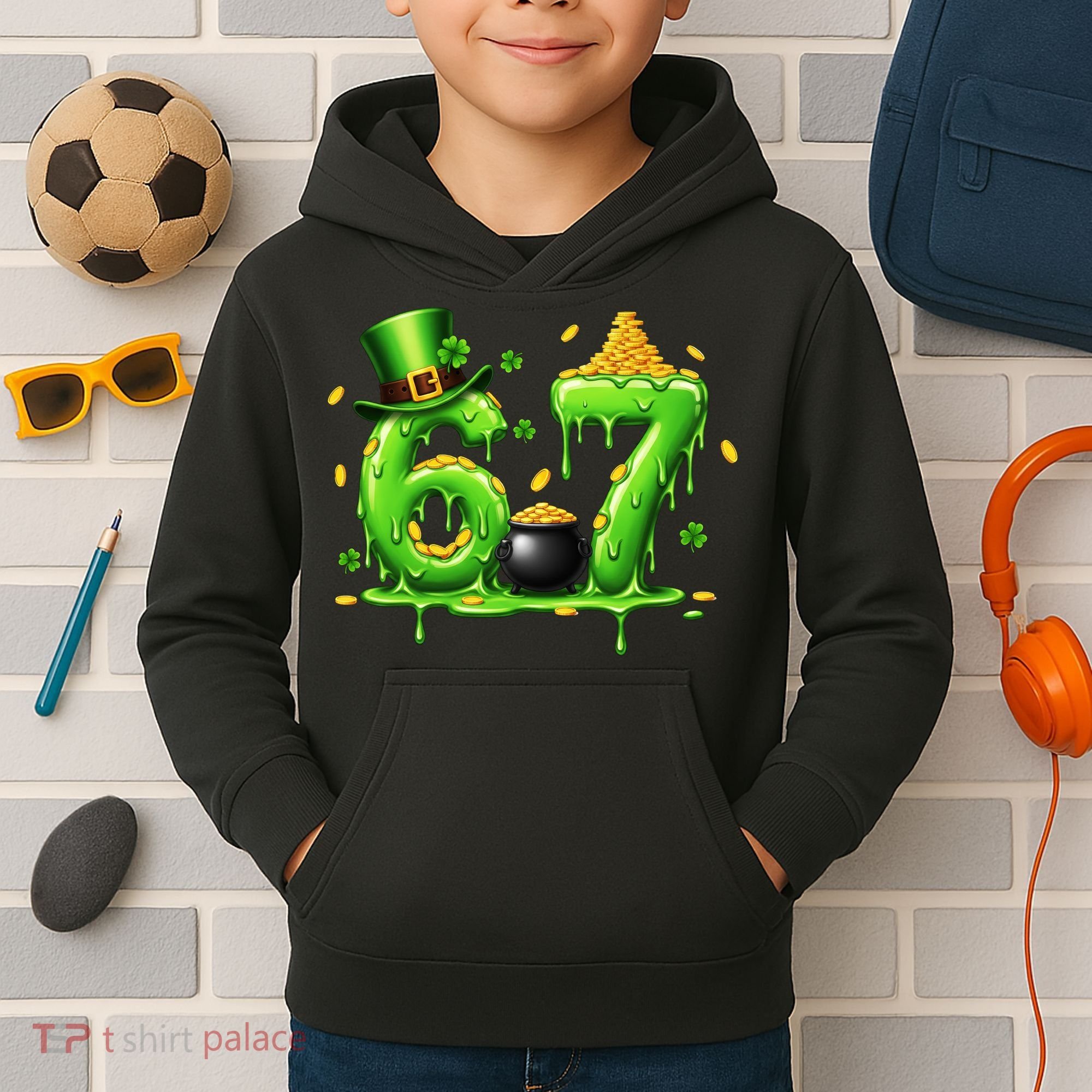 6-7 Meme St Patrick's Day 67 Kids Hoodie