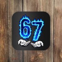 6-7 Meme Six Seven 67 Hands Meme Funny Coaster thumb 0