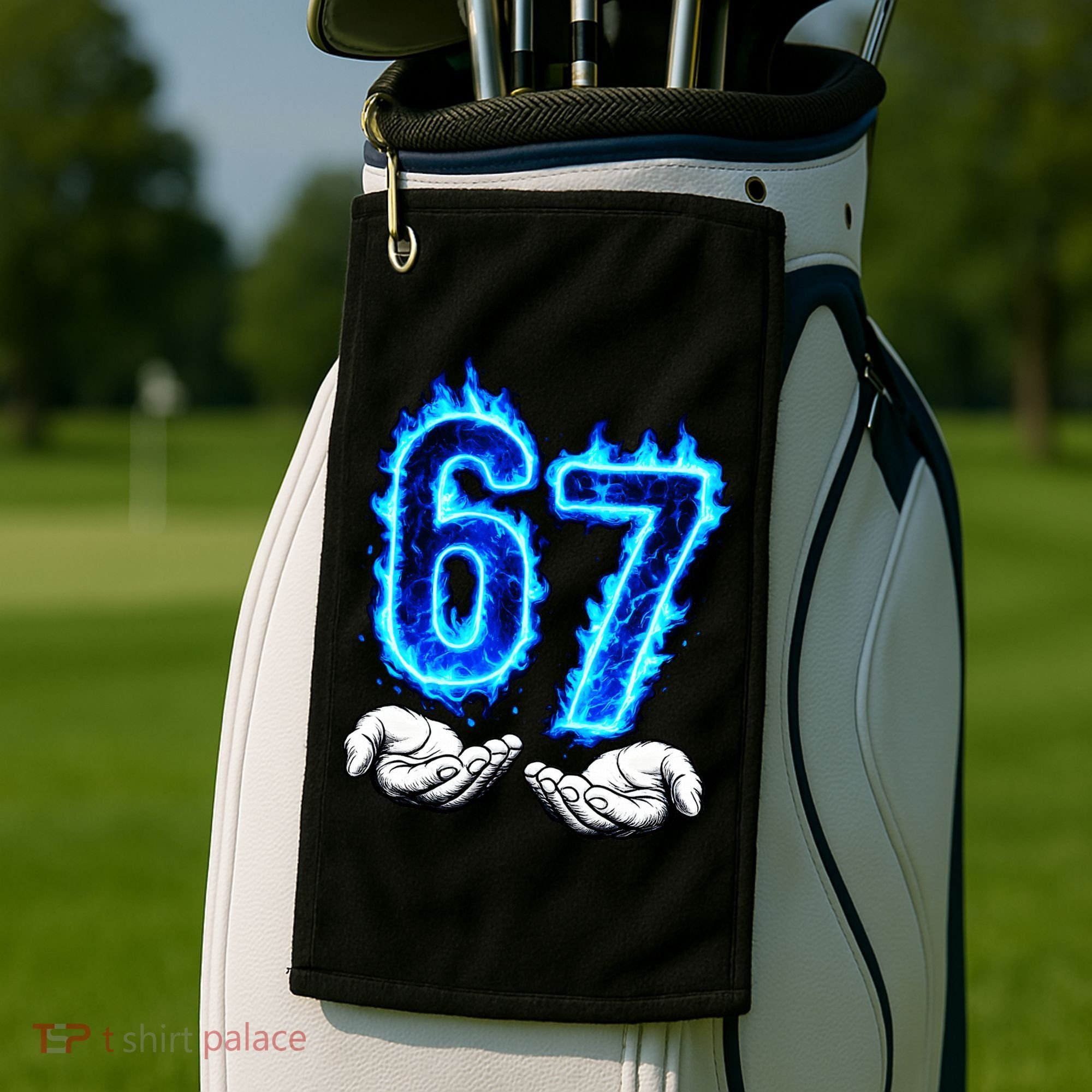 6-7 Meme Six Seven 67 Hands Meme Funny Golf Towel