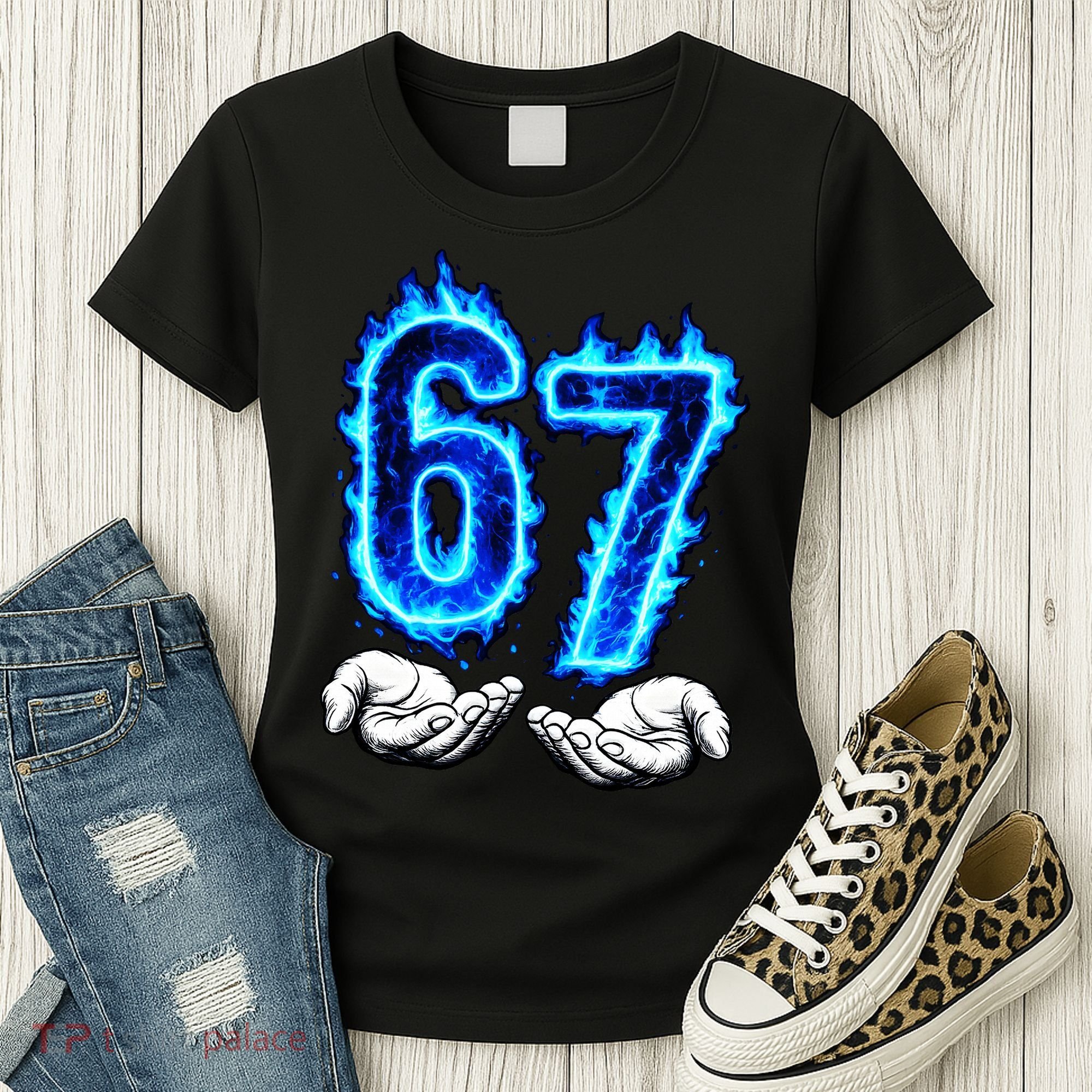 6-7 Meme Six Seven 67 Hands Meme Funny Women's T-Shirt