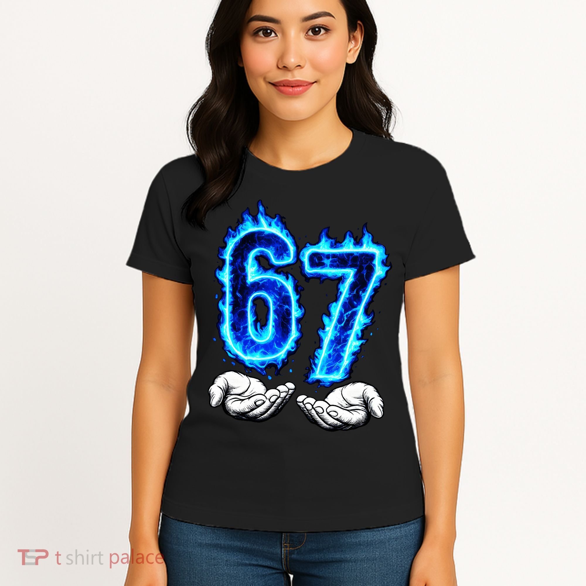 6-7 Meme Six Seven 67 Hands Meme Funny Women's T-Shirt