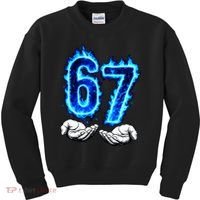 6-7 Meme Six Seven 67 Hands Meme Funny Kids Sweatshirt thumb 0