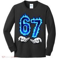 6-7 Meme Six Seven 67 Hands Meme Funny Kids Long Sleeve Shirt thumb 0