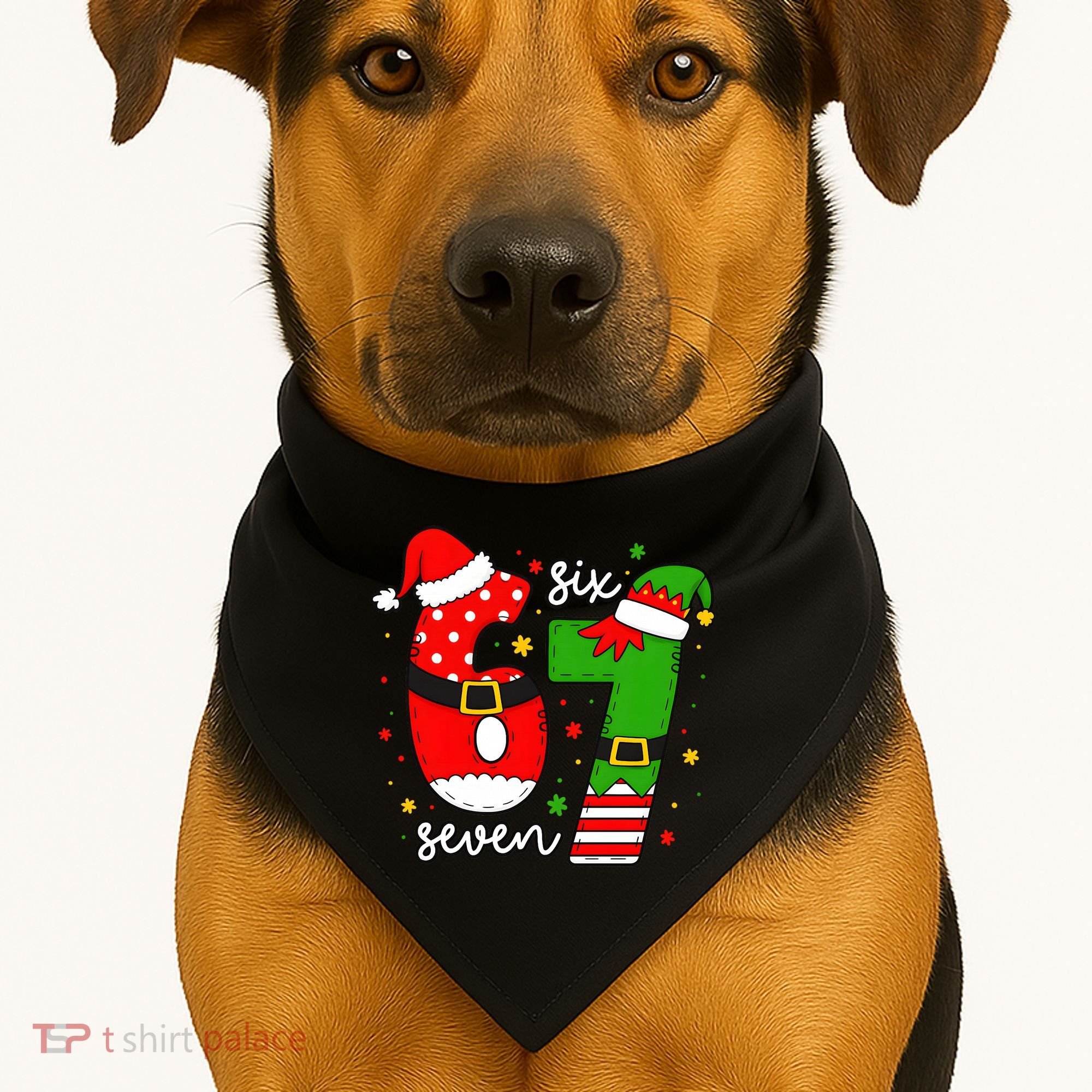 67 Meme Six Seven Christmas Santa Elf Funny USA-Made Doggie Bandana