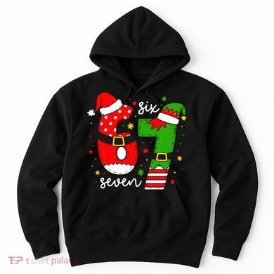 67 Meme Six Seven Christmas Santa Elf Funny Hoodie
