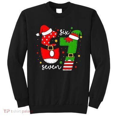 67 Meme Six Seven Christmas Santa Elf Funny Sweatshirt