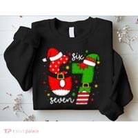 67 Meme Six Seven Christmas Santa Elf Funny Sweatshirt thumb 2