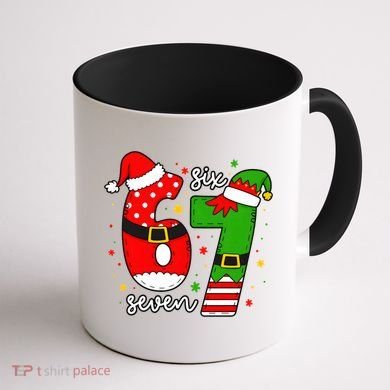 67 Meme Six Seven Christmas Santa Elf Funny Coffee Mug back