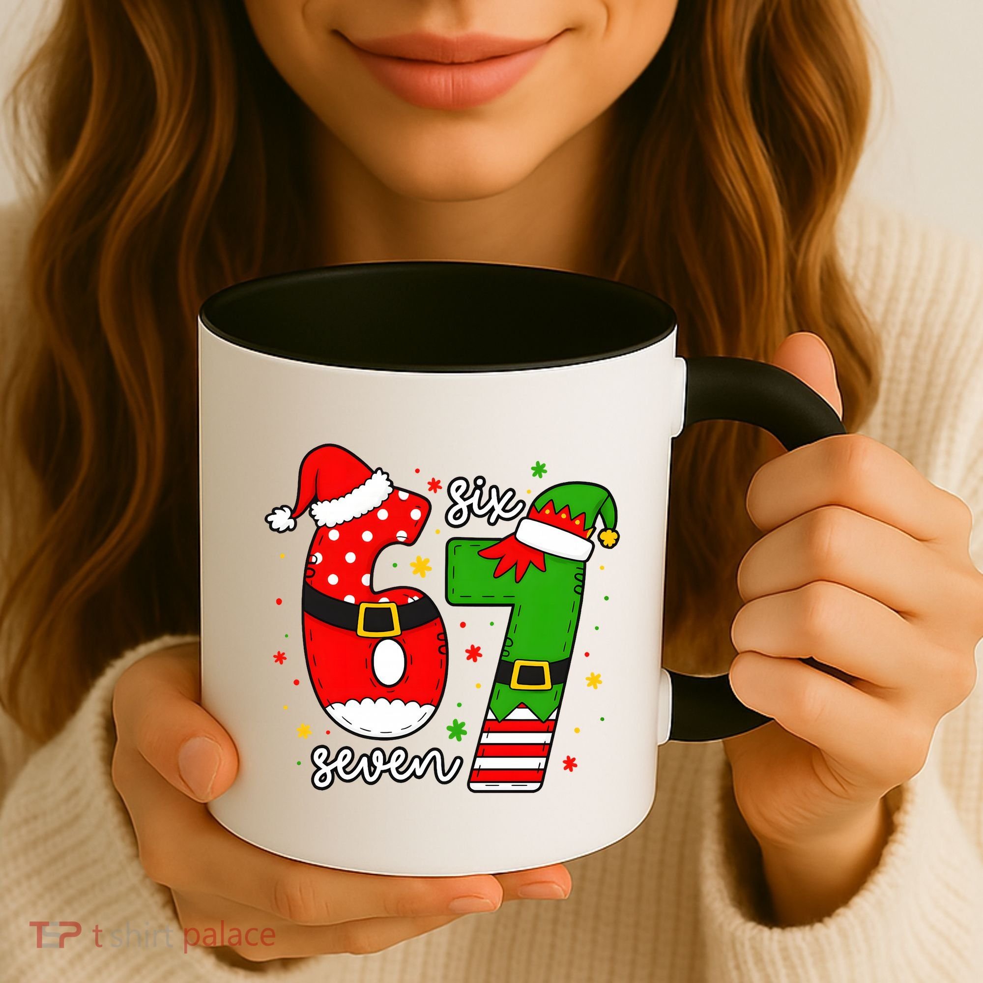 67 Meme Six Seven Christmas Santa Elf Funny Coffee Mug
