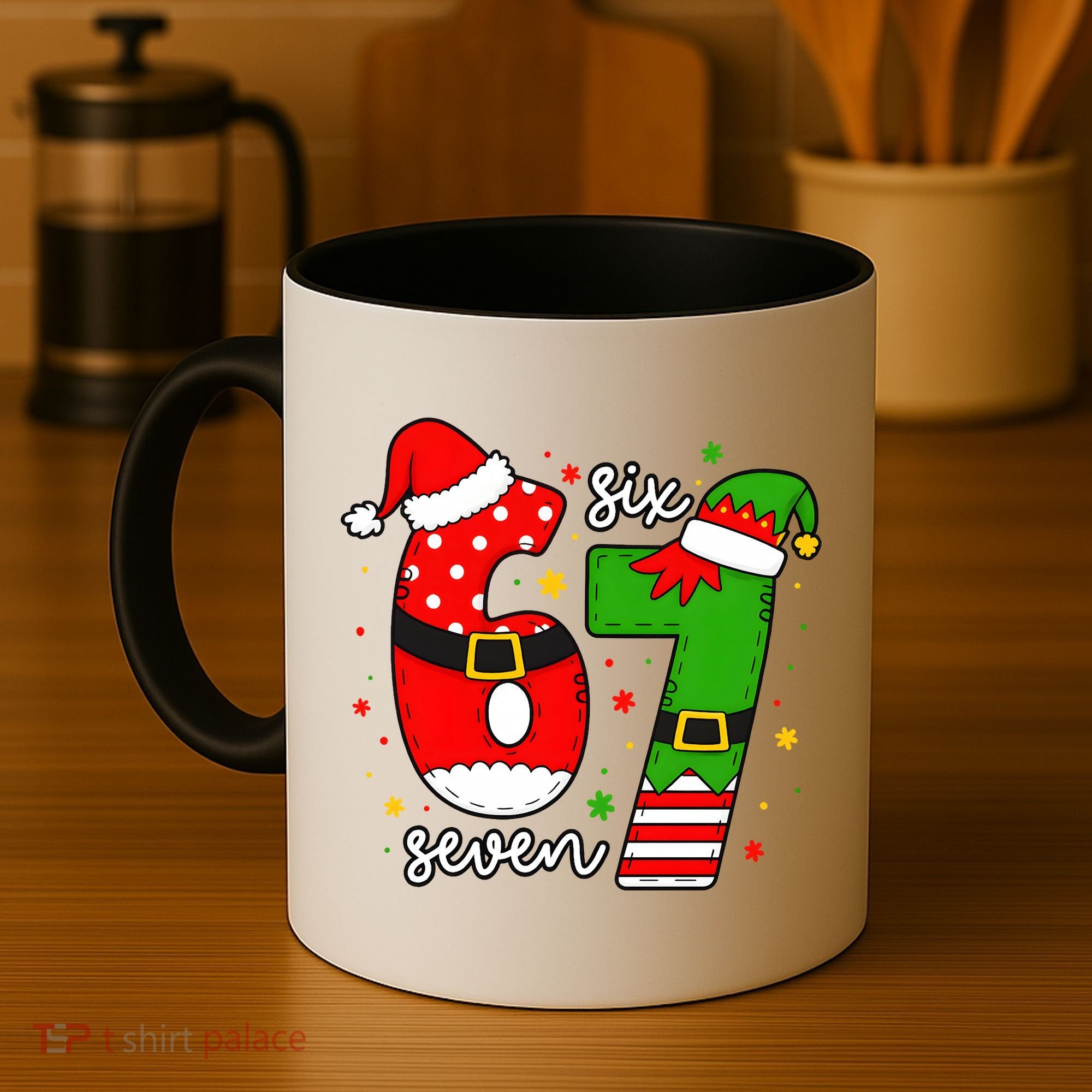 67 Meme Six Seven Christmas Santa Elf Funny Coffee Mug