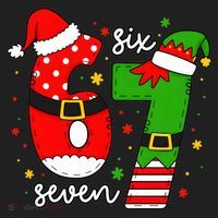 67 Meme Six Seven Christmas Santa Elf Funny Beanie thumb 2