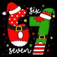 67 Meme Six Seven Christmas Santa Elf Funny Women's Hoodie thumb 2