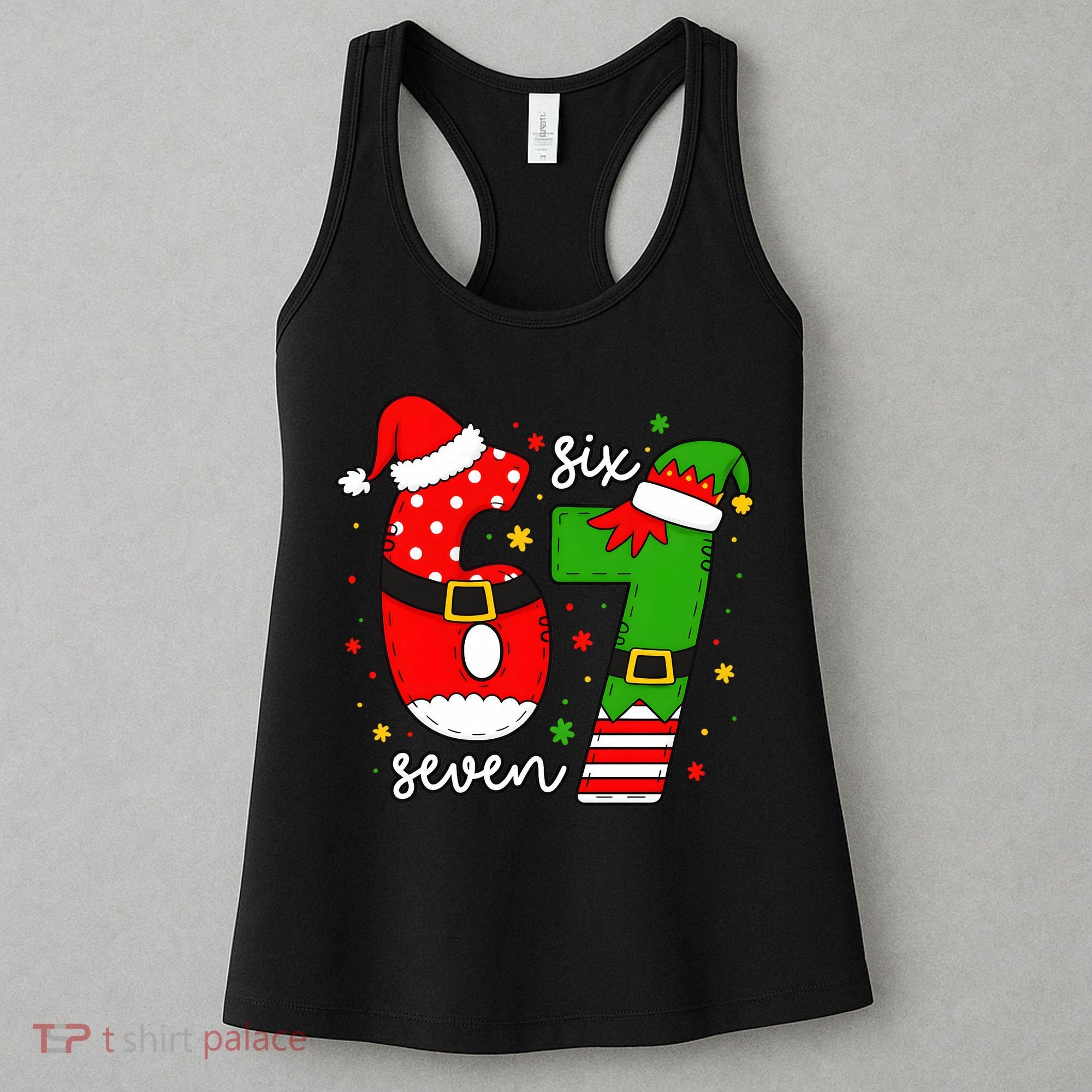 67 Meme Six Seven Christmas Santa Elf Funny Women's Tank Top