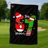 67 Meme Six Seven Christmas Santa Elf Funny Golf Towel thumb 1