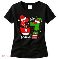 67 Meme Six Seven Christmas Santa Elf Funny Women's T-Shirt thumb 0