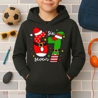 67 Meme Six Seven Christmas Santa Elf Funny Kids Hoodie thumb 2