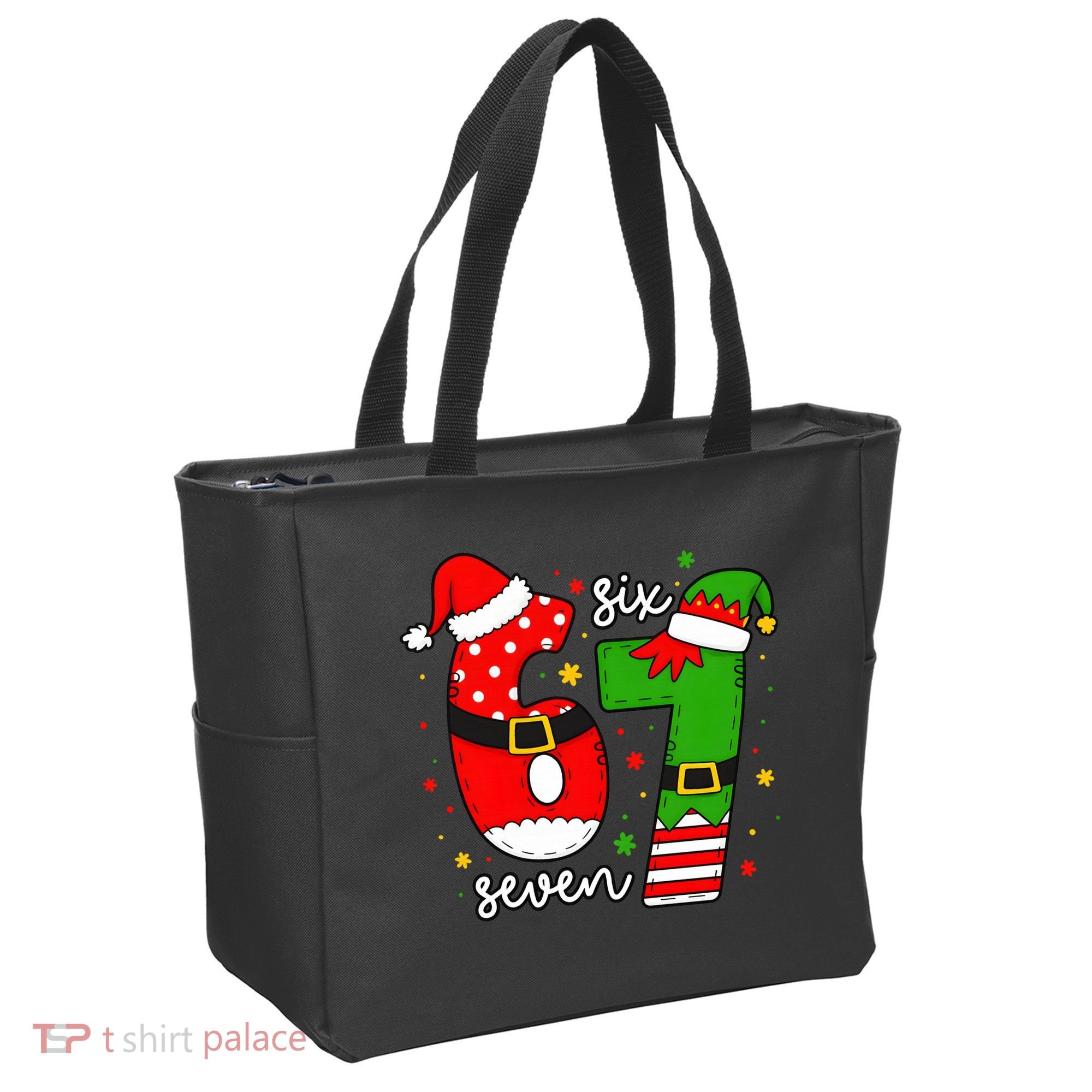 67 Meme Six Seven Christmas Santa Elf Funny Tote Bag