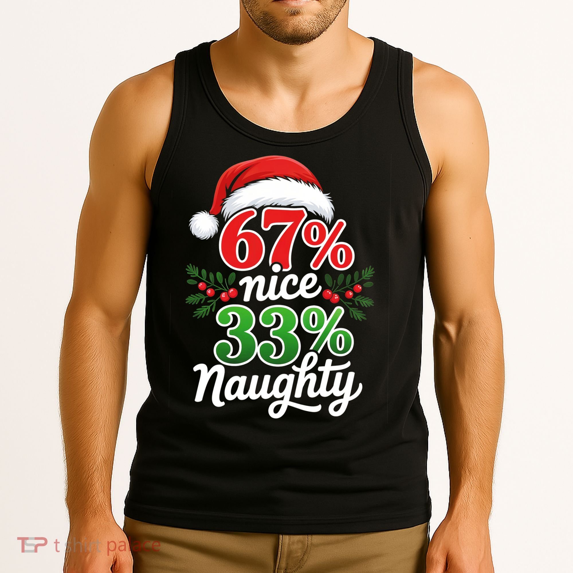 67% Nice 33% Naughty Christmas 67 Meme Funny Tank Top