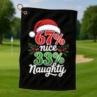67% Nice 33% Naughty Christmas 67 Meme Funny Golf Towel thumb 1