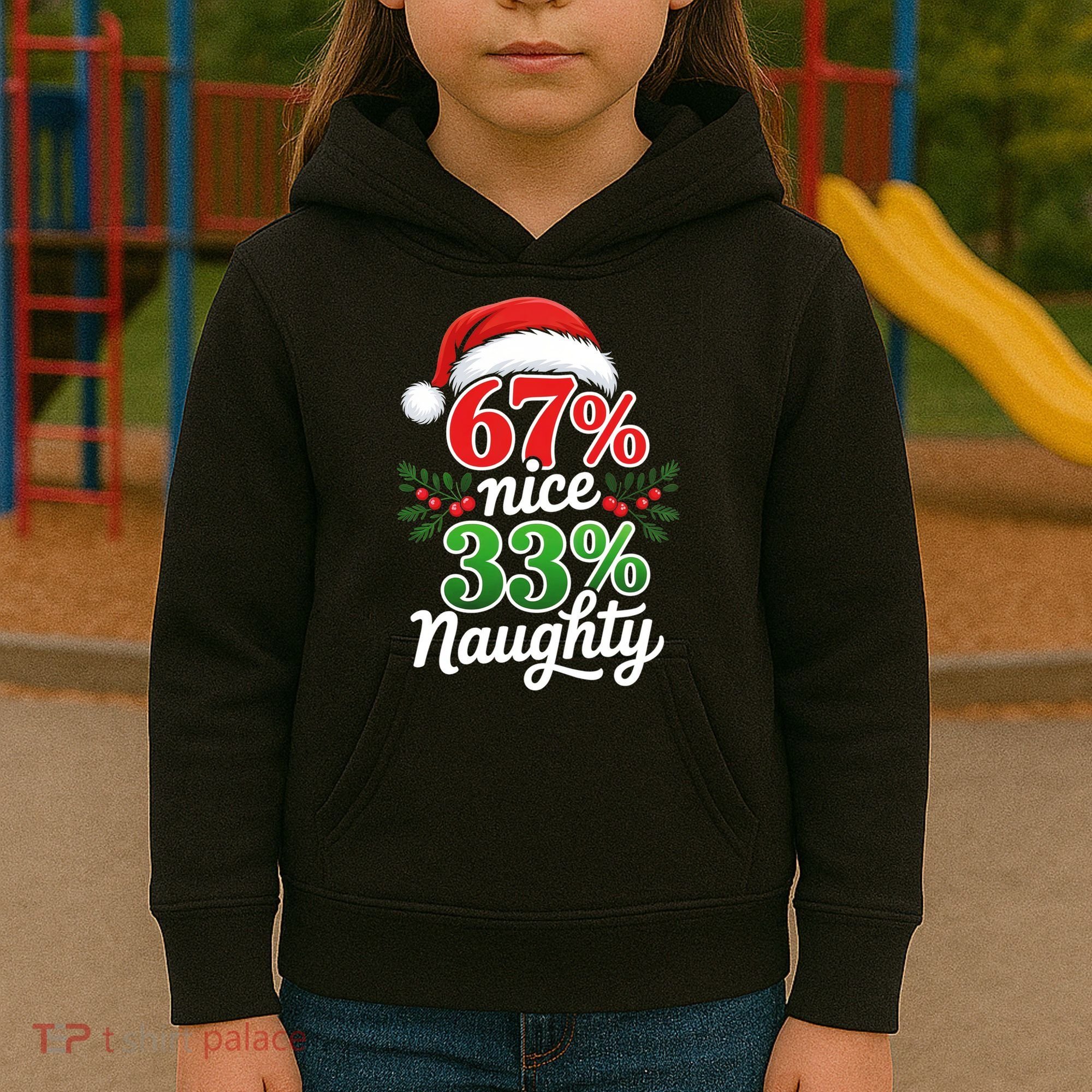 67% Nice 33% Naughty Christmas 67 Meme Funny Kids Hoodie