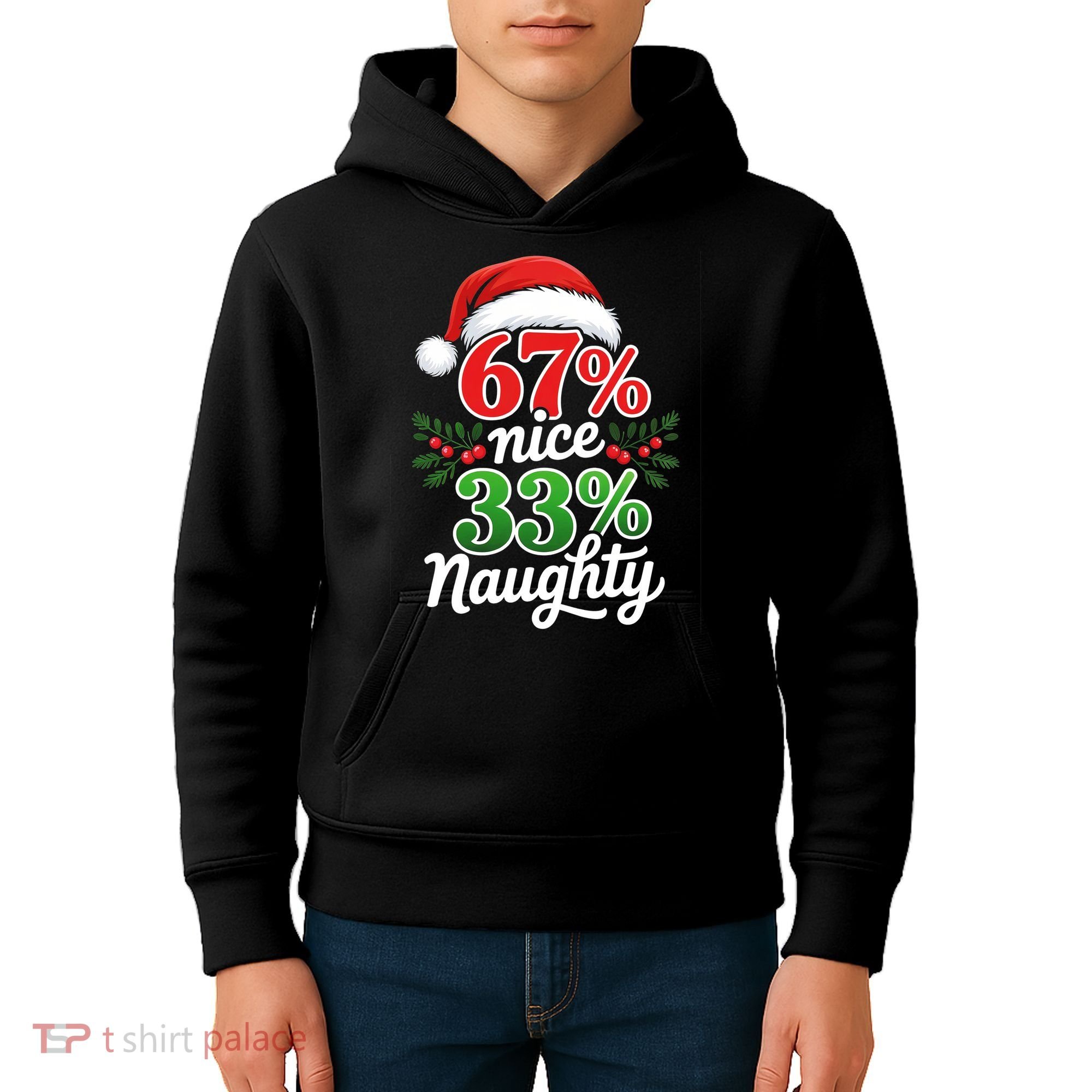 67% Nice 33% Naughty Christmas 67 Meme Funny Kids Hoodie