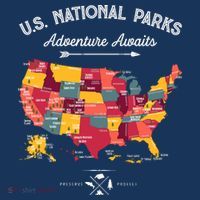 63 National Parks Map Us Park Retro Vintage Camping Hiking T-Shirt thumb 7