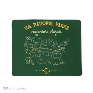 63 National Parks Map US Park Retro Vintage Camping Hiking  Mousepad