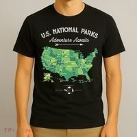 63 National Parks Map US Park Retro Vintage Camping Hiking T-Shirt thumb 3