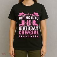 6yr Old Birthday Cowgirl 6 Year Old Girl 6th Birthday T-Shirt thumb 4