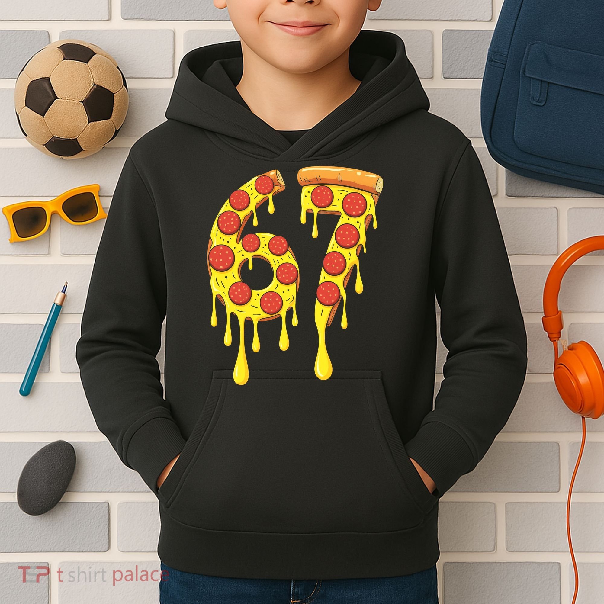 67 Pizza Slice School 6-7 Six Seven Meme Kids Hoodie