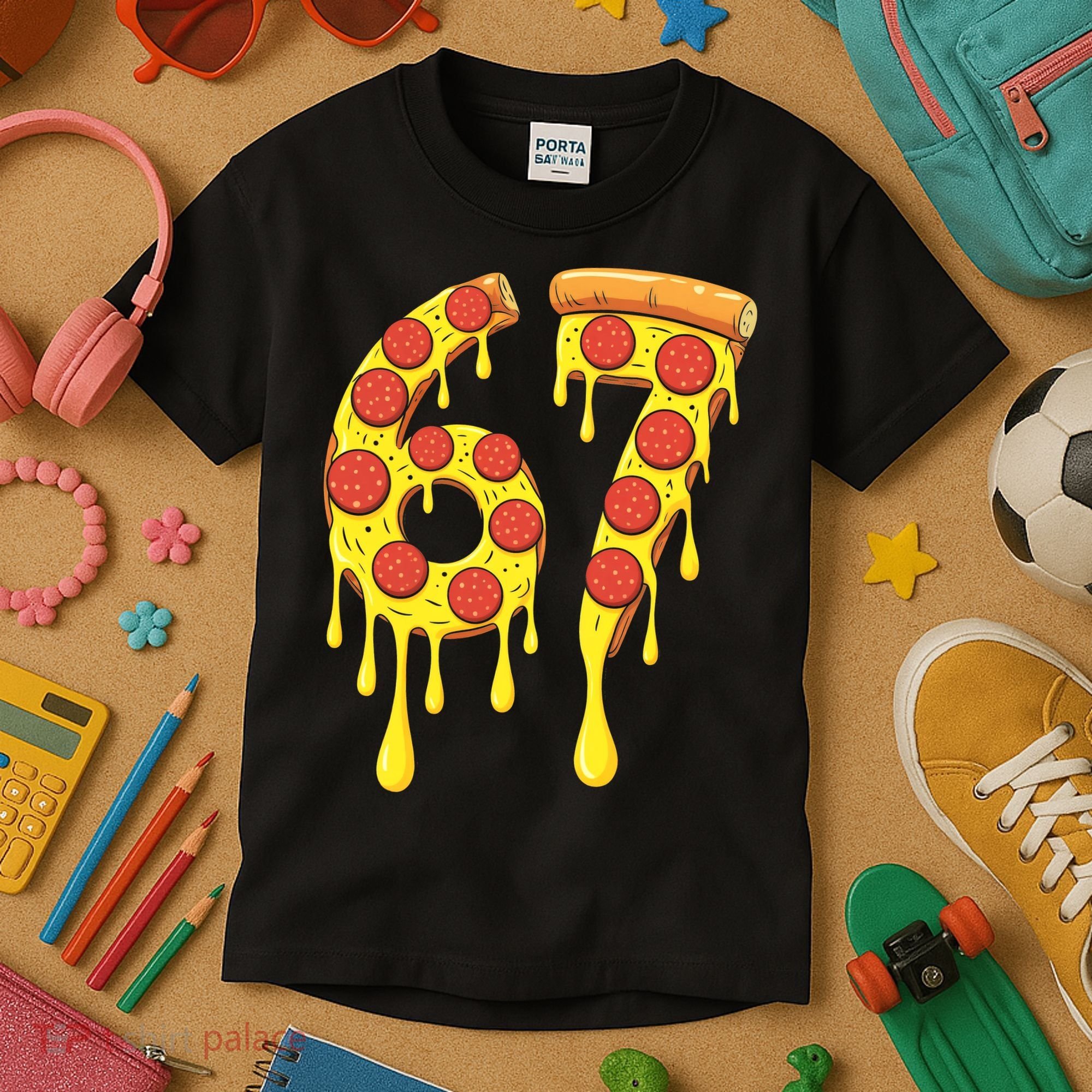67 Pizza Slice School 6-7 Six Seven Meme Kids T-Shirt