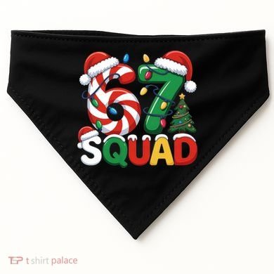 67 Squad Christmas Candy Cane Funny Meme USA-Made Doggie Bandana