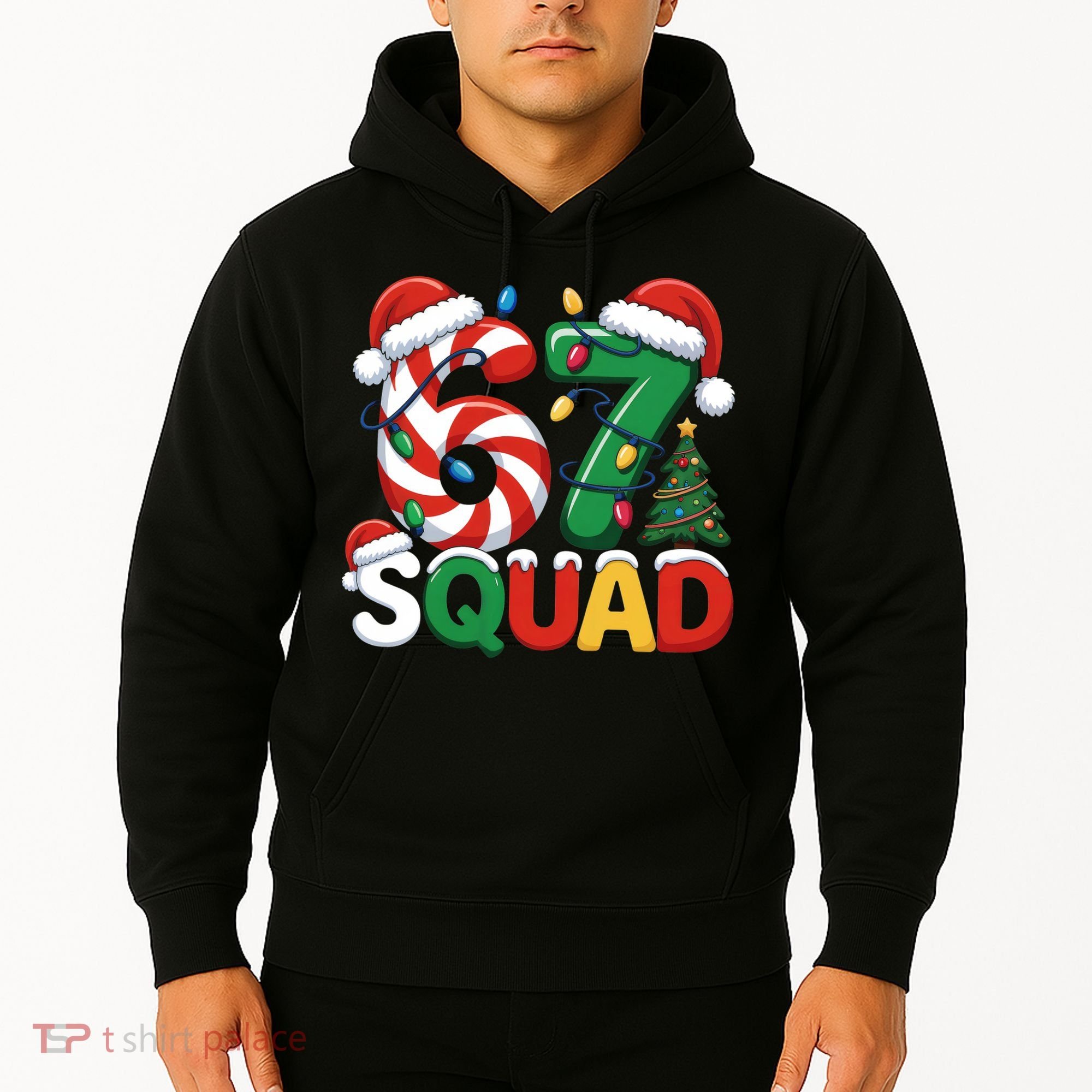 67 Squad Christmas Candy Cane Funny Meme Hoodie