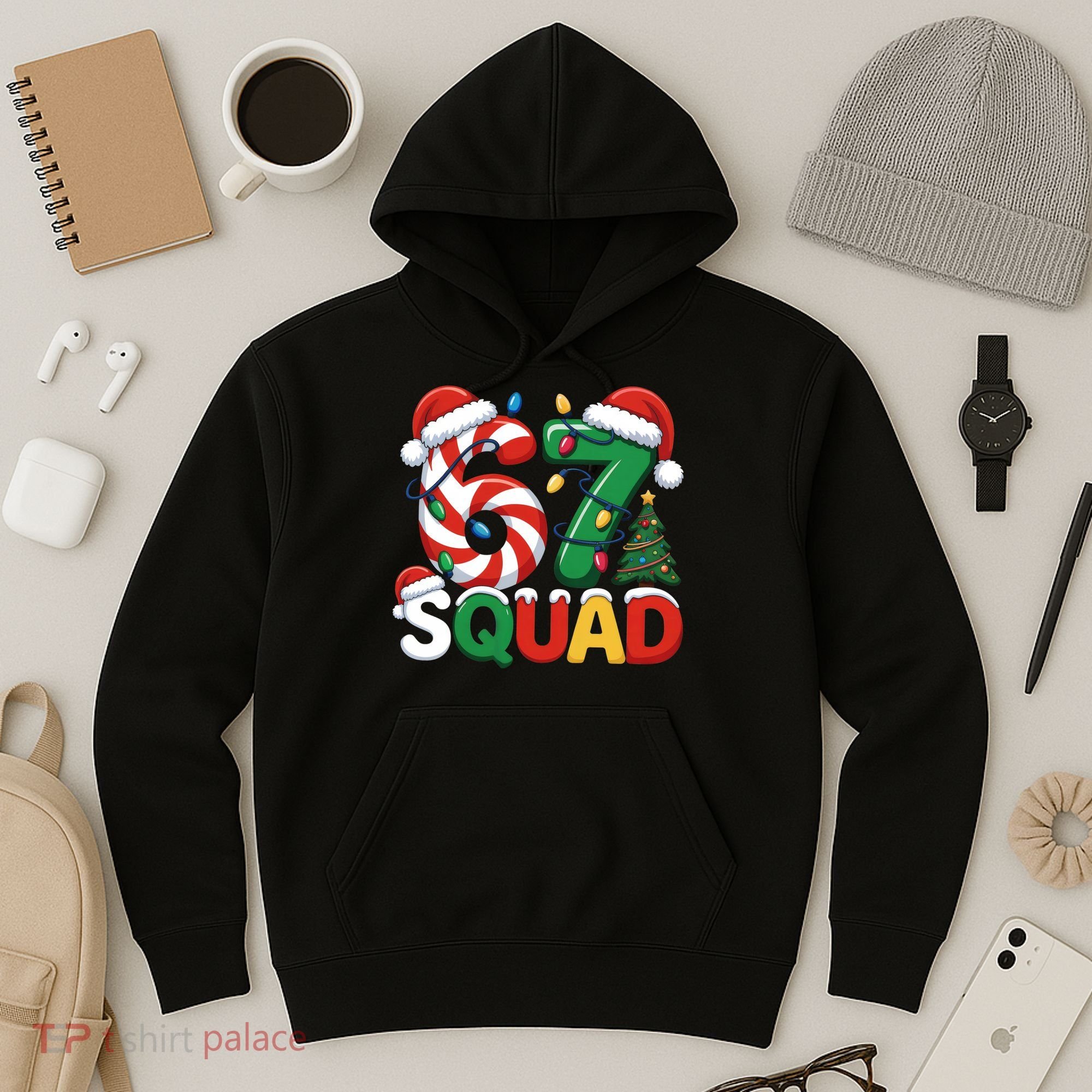 67 Squad Christmas Candy Cane Funny Meme Hoodie