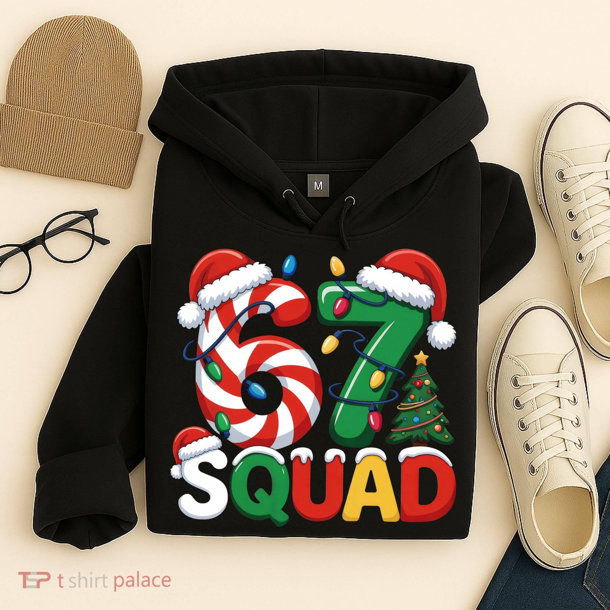 67 Squad Christmas Candy Cane Funny Meme Hoodie