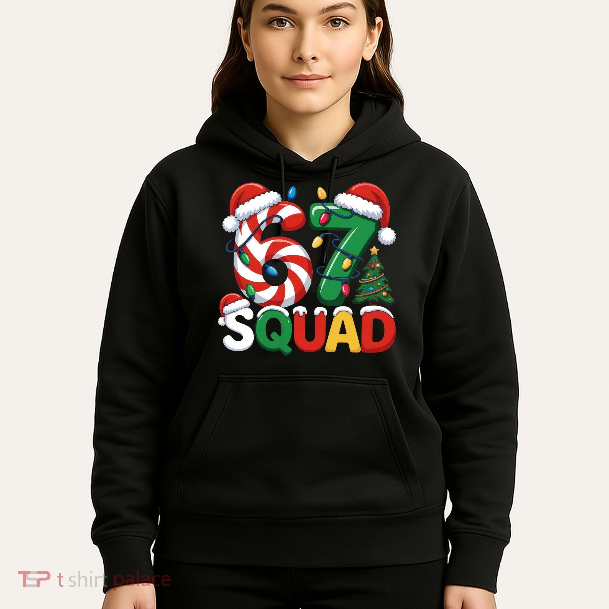 67 Squad Christmas Candy Cane Funny Meme Hoodie