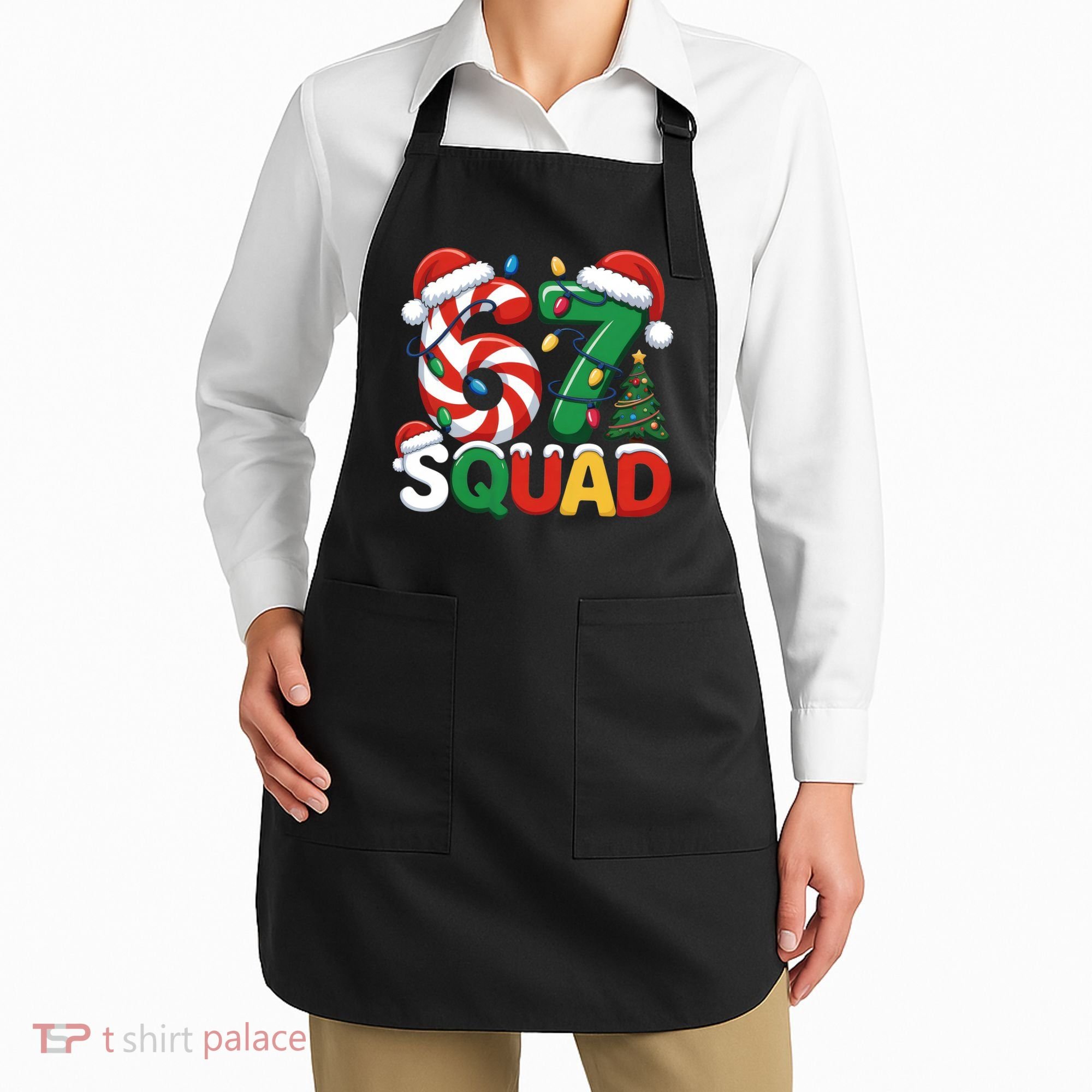67 Squad Christmas Candy Cane Funny Meme Apron