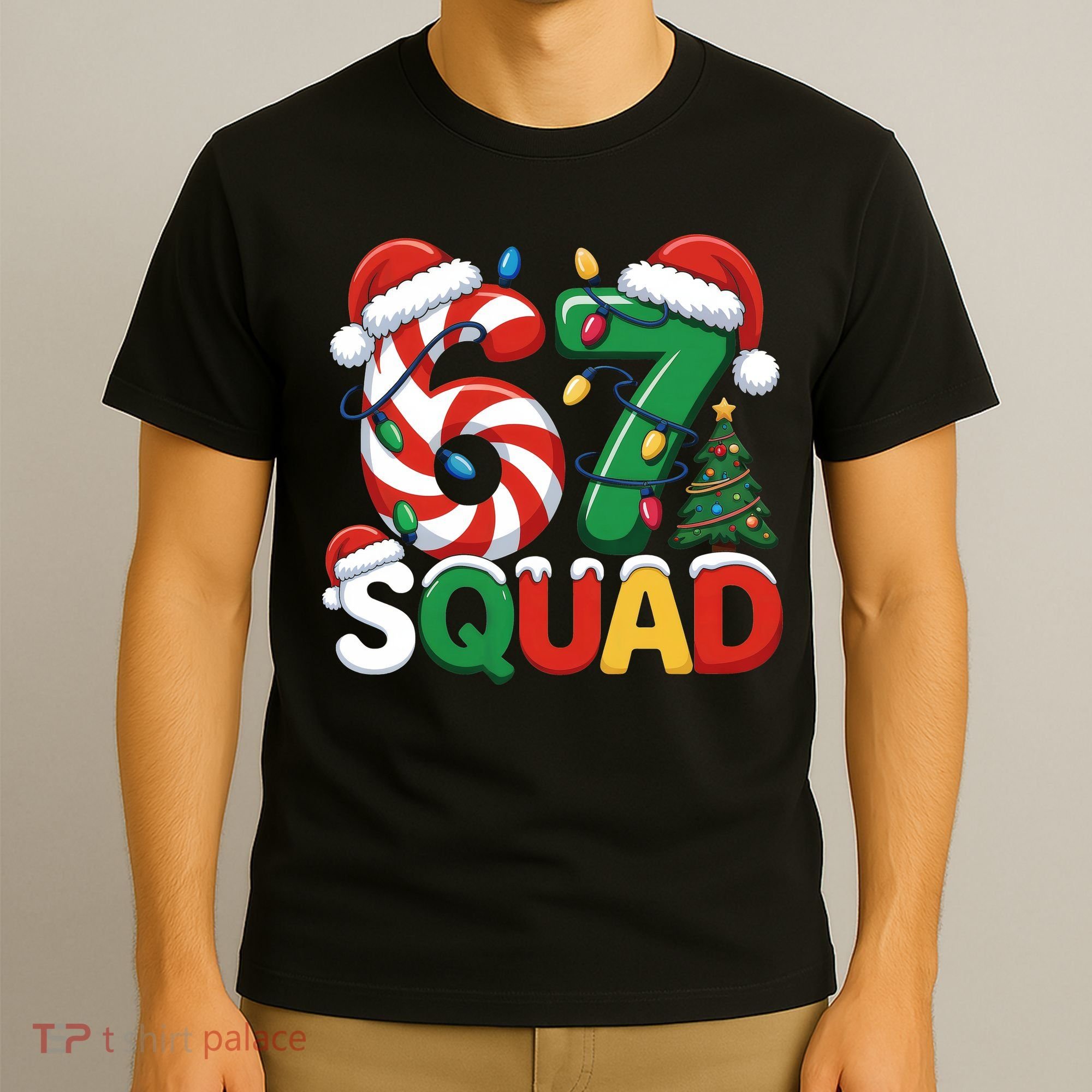 67 Squad Christmas Candy Cane Funny Meme T-Shirt