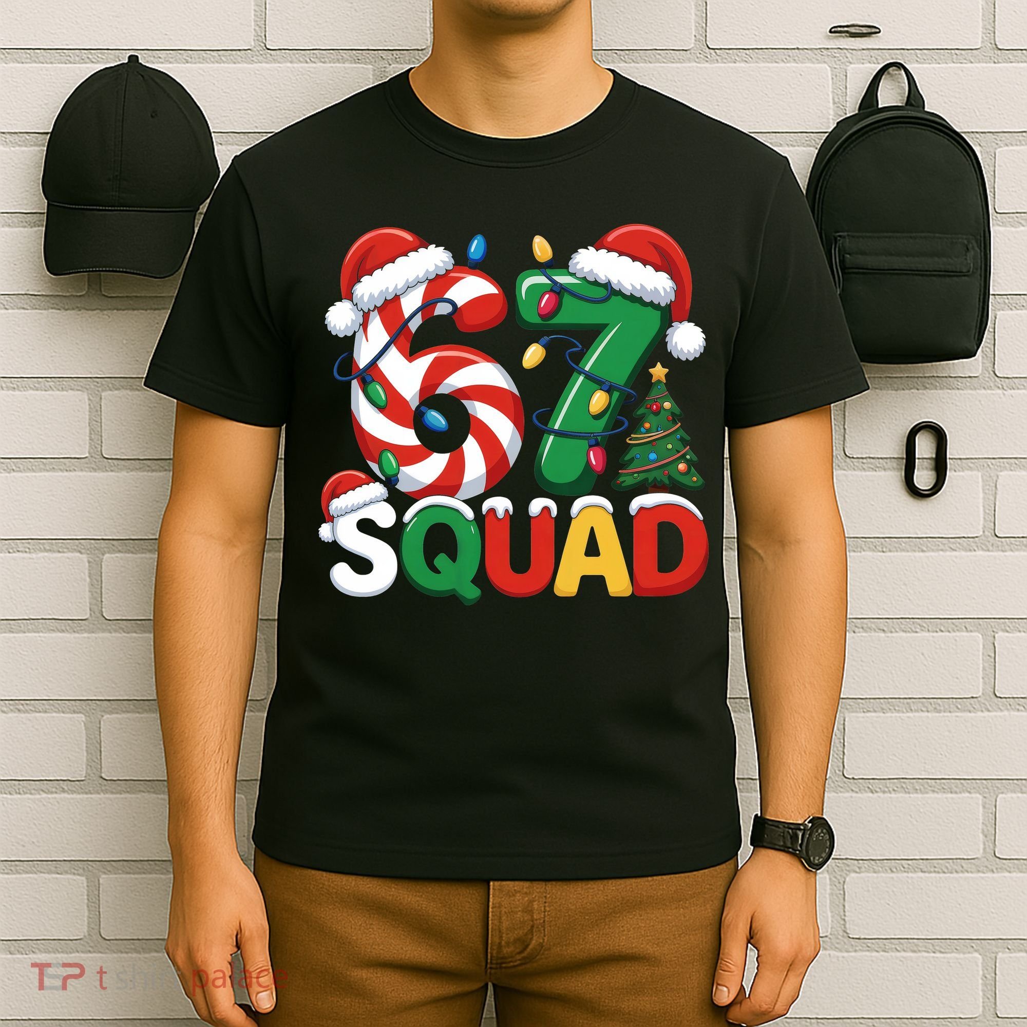 67 Squad Christmas Candy Cane Funny Meme T-Shirt