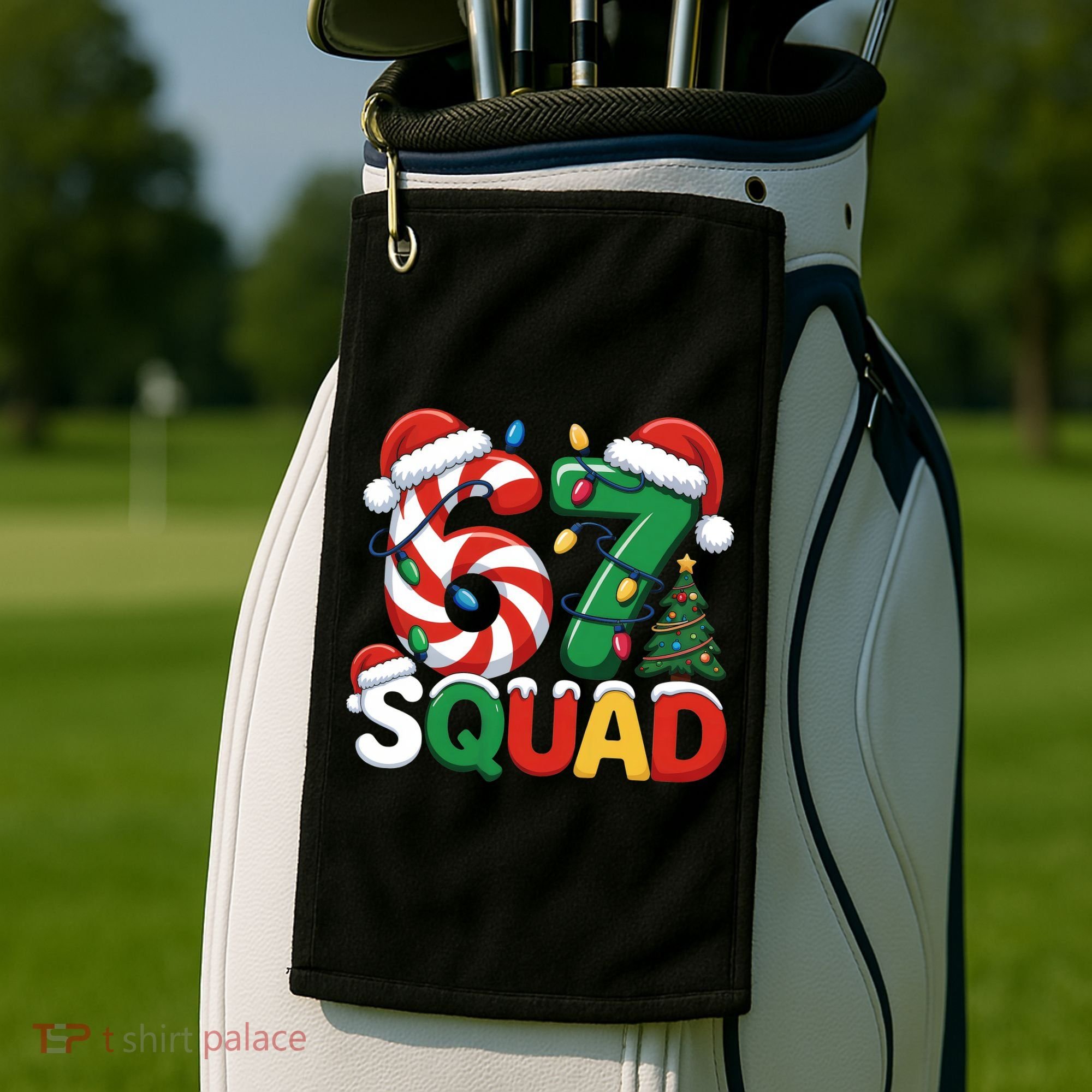 67 Squad Christmas Candy Cane Funny Meme Golf Towel