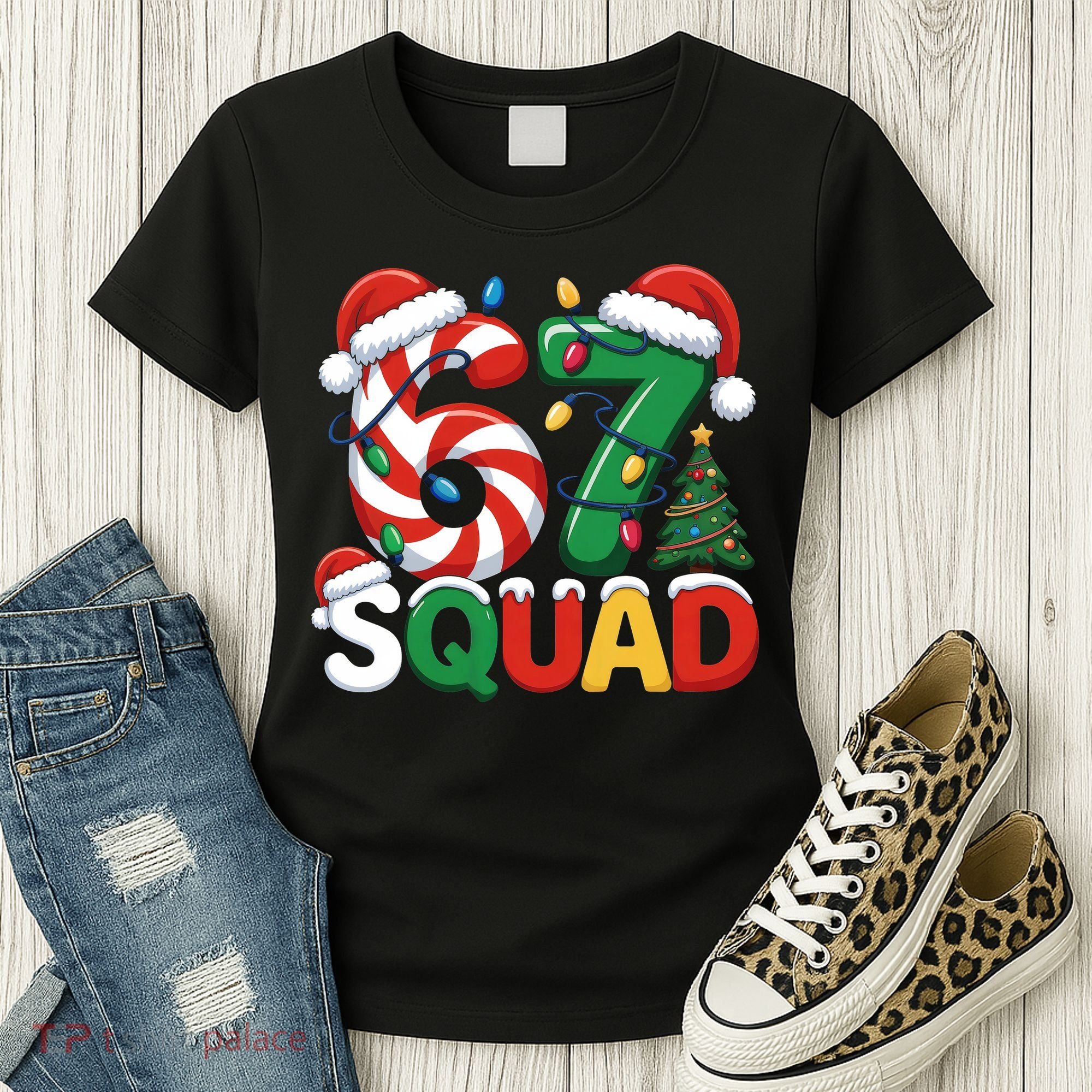 67 Squad Christmas Candy Cane Funny Meme Women's T-Shirt