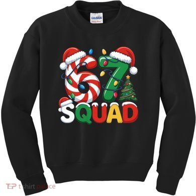 67 Squad Christmas Candy Cane Funny Meme Kids Sweatshirt