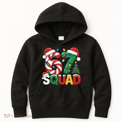 67 Squad Christmas Candy Cane Funny Meme Kids Hoodie