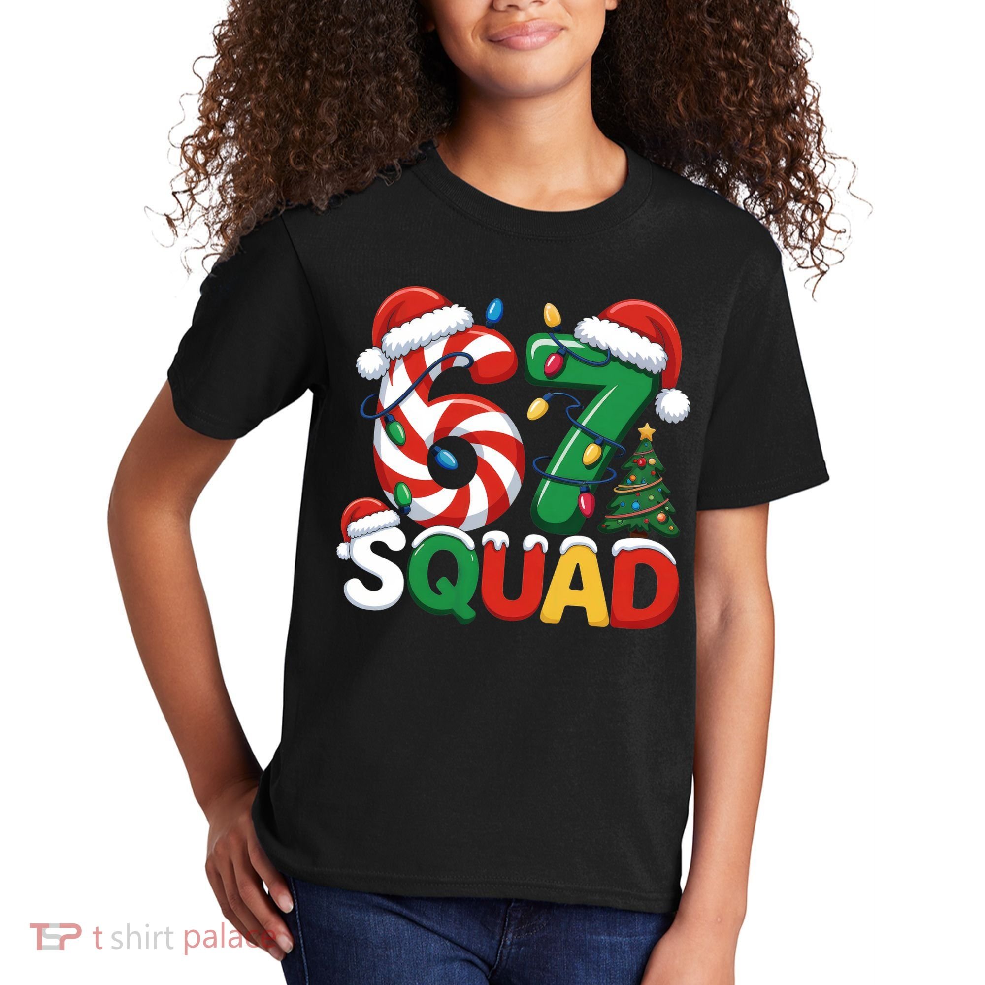 67 Squad Christmas Candy Cane Funny Meme Kids T-Shirt